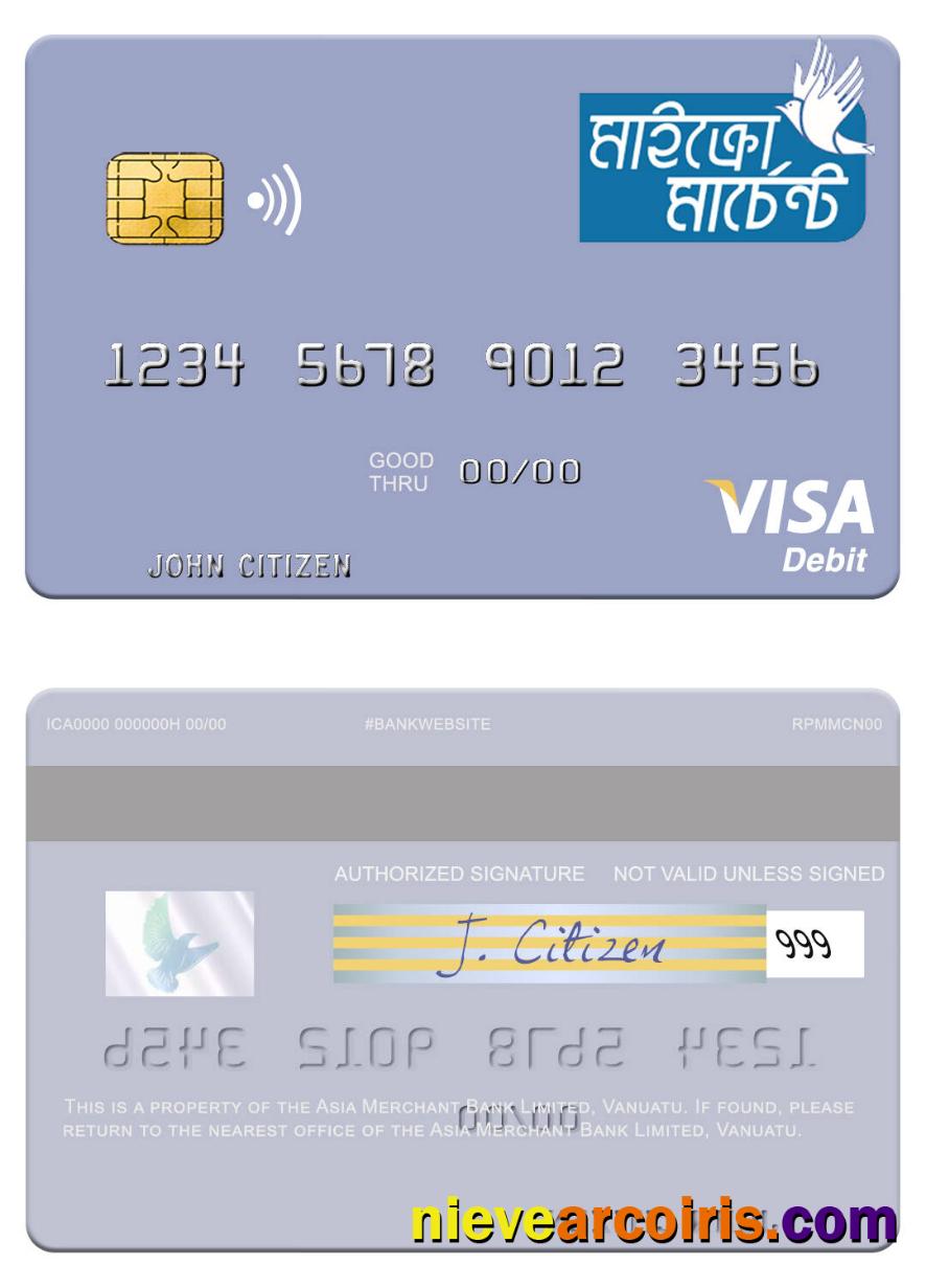 Vanuatu Asia Merchant Bank Limited visa debit card